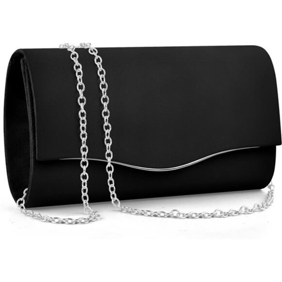 Formal Bags Suede Shoulder Envelope Handbags Black2 - Picture 1 of 7